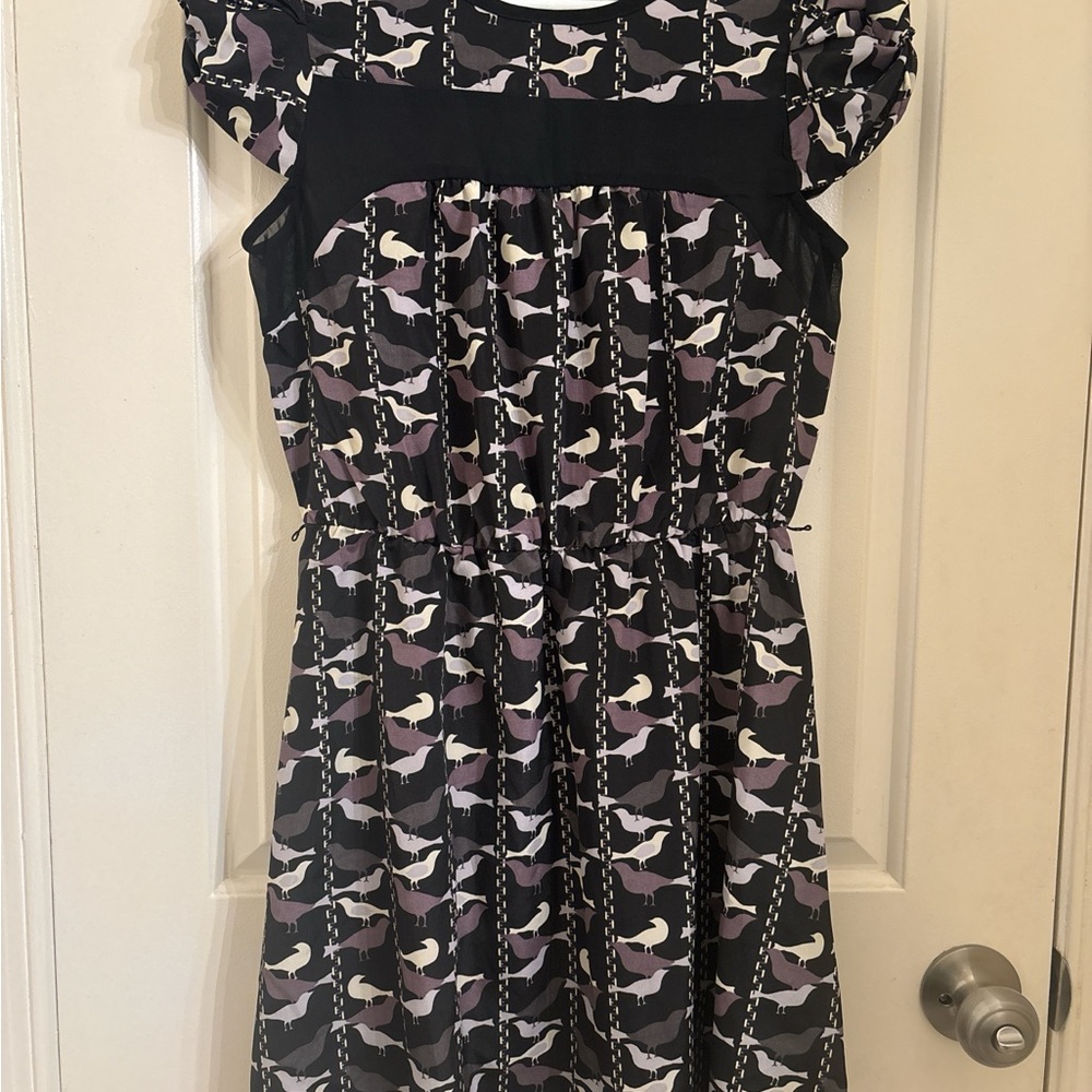 Charming Dress with Bird Pattern